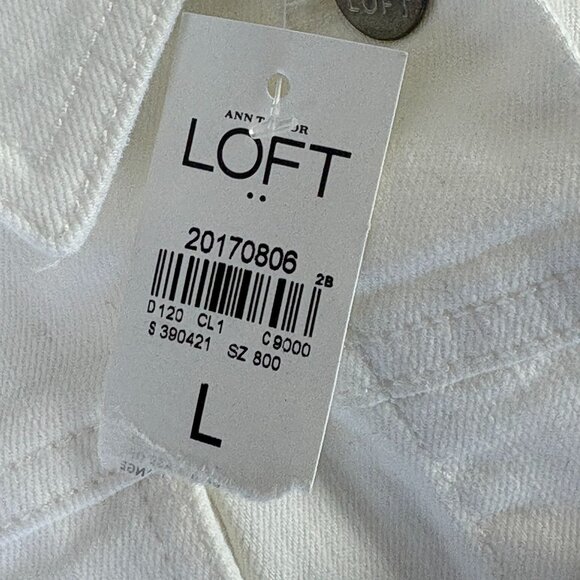 Ann Taylor Loft Jean Jacket Womens L White Denim Button Up Stretch NWT - Picture 6 of 11